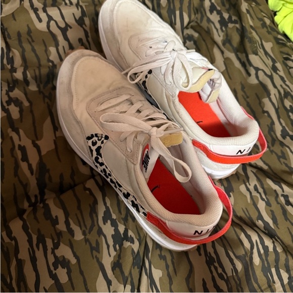 Nike Women's Cream and Orange/Red Leopard Sneakers - Picture 3 of 6